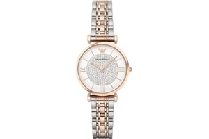Emporio Armani Montre pour femmes à deux aiguilles, en acier inoxydable, taille de boîtier de 32 mm