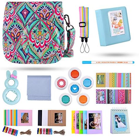 Kaka 13 in 1 Instax Mini 9 Camera Accessories for FujiFilm Instax Mini 9 8 8+ Camera with Mini 9 Case/Album/Selfie Lens/Filters/Wall Hang Frames/Film Frames/Border Stickers/Pen(mini 9,ice blue)