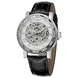 Gute Herren Damen Silber Weiß Crystal Diamand Skelett Analog Steampunk Handaufzugwerk Mechanik Armbanduhr