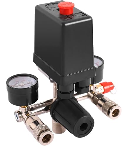 Interrupteur Pressostat Compresseur Air 4 Sorties 220V 20A - Régulation Pression 90-120 PSI