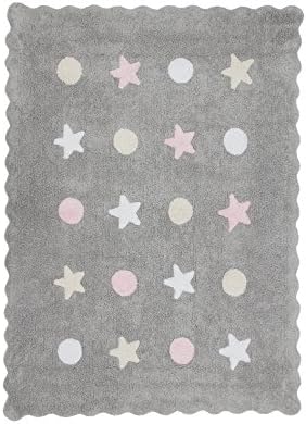 Happy Decor Kids Washable Rug (120 x 160 cm, Grey/Pink, Little Waves Tricolor)