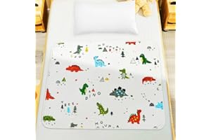 Aolso Potty Training Mattress, Mattress Protector Cot, 70 x 90 cm Bed Protection, Washable Bed Underlay, Waterproof, for Single Beds, Children's Beds, Baby Cot Thickening (Dinosaur)
