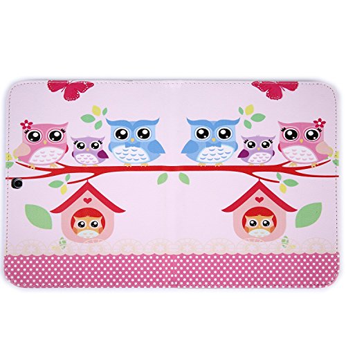 tinxi® PU Kunst leder Tasche für Samsung Galaxy Tab 4 10.1 10,1 zoll (25,65cm) PU Kunst leder Tasche Leder PC Tablet Schutzhülle Hülle Etui Flipcase Cover Case Eulen Familie Uhu Kauz Owl - 5
