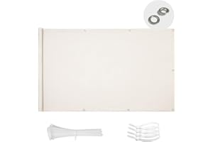 SUN BLOCK Schermi Protettivi Frangivista Balcone 75x500cm,Copri Ringhiera Balcone Esterno per Privacy e Sicurezza Telo Frangivista per Recinzione Adatto per Balconi e Ringhiere e Giardino,Beige