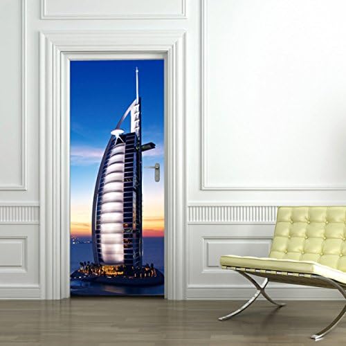 Dubai Sailing Hotel 3D Door Stickers DIY Decorative Wall Stickers PVC Waterproof Removable Self-adhesive Wallpaper