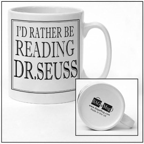 I'd Rather be Reading Doctor Dr. Seuss Black and White Ceramic Mug New Unique Easy Gift for All Occasions