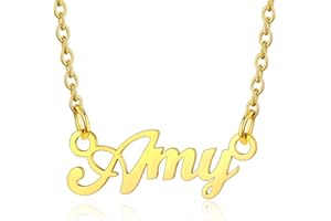 Custom4U Custom Name Necklace,Personalised Nameplate Jewellery Gifts for Women Girl Mum,Silver/Gold/Black,with 16+2''/40+5cm Chain,(with Gift Box)