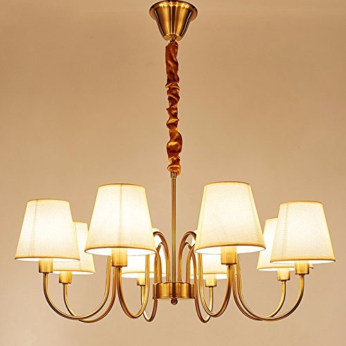 Preisvergleich Produktbild Das Wohnzimmer Kronleuchter emulation Kupfer schmiedeeisernen Kronleuchtern Wohnzimmer Lampe Lampen 10 Zimmer Restaurant und Ephedrin Lampengehäuse mit weißem LED-Licht, M3-Kopf-umsonst