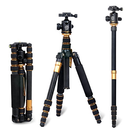 Morjava Q555Kamerastativ / Dreibein- und Einbeinstativ, tragbar, Magnesium- und Aluminium-Legierung, Kugelkopf fr DSLR-Kamera, SLR-Kamera, Canon-Kamera, Nikon-Kamera, Pentax-Kamera, Sony-Kamera