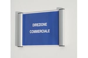 Tecnostyl - Targa da Parete con Profili a Scatto in Alluminio Formato A6 15x10 cm. Wall Sign. Aggancio con Nastro Biadesivo o tasselli a Muro.