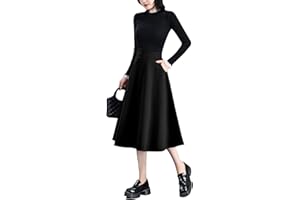 BiilyLi Gonna Lunga Invernale Donna Vintage Vita Alta Scozzese Gonne Elegante A-Linea Midi Skirt con Tasca