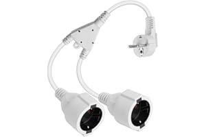 RIIEYOCA Cable de Extensión de Contacto Protector, Enchufe 90 en Doble Enchufe, Cable de Extensión de Alimentación Impermeable 16A / 250V para Uso en Exteriores, para el Hogar, la Oficina (Blanco)