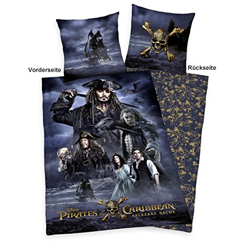 Herding 4482401050 Disney`s Pirates of the Caribbean- Salazar`s Rache Bettwäsche-Set, Baumwolle, schwarz/blau, 135 x 200 cm - 2