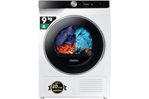Samsung Asciugatrice AI Control DV90DG6845LEU3, 9 kg, Pompa di Calore, Wifi, AI Dry, Air Wash, Tecnologia Optimal Dry, Carica Frontale, 60L x 85H x 60P cm