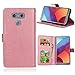 Produktbild Wendapai LG G6 Mobiltelefonhülle PU Leder Brieftasche Hülle Flip Kartenschlitz Function Ultra Folio Flip schlank Karte Holder Hülle Hülle Hear zum LG G6 (Pink)