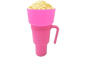 Bicchiere per popcorn, 2 in 1, secchio per popcorn con cannuccia per bevande, contenitori per snack resistenti al calore, per viaggi, parco, teatro, cinema, casa Jingan