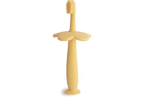 Mushie | Spazzolino da Denti da Allenamento per Bambini | Senza BPA | Training Brush & Primo Spazzolino | Accessori per Bambini Sicuri e di Alta Qualità | Pale Daffodil