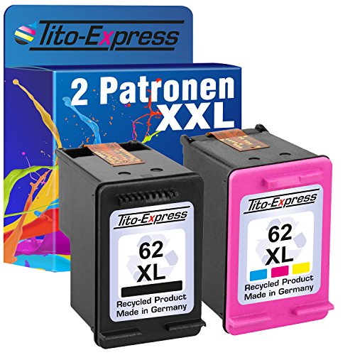 PlatinumSerie® Sparset 2x Tintenpatrone XXL remanufactured für HP 62 XL - 70% mehr Inhalt! HP Envy e-All-in-One 5640 5642 5643 5644