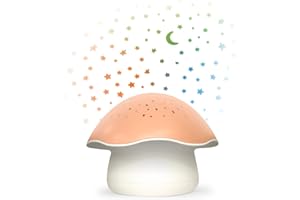 Pabobo x Kid Sleep - Projecteur D'étoiles - Musical - Champignon Rose - Veilleuse - Sommeil Nomade - Bébé & Enfants - Berceuse -Bruits Blancs - Détecteur de pleures optionnel - Minuteur Intégré