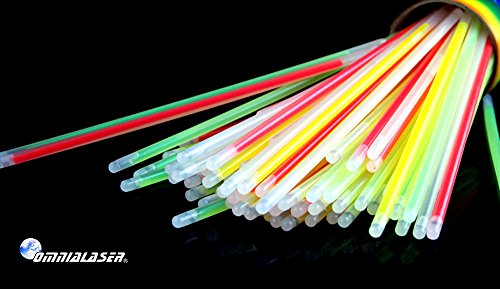 OmniaLaser - ol-100 Mixer Resplandor Bracelets Lumineux Phosphorescentes bâtons avec connecteurs, 100 pièces multicolores