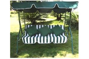 Loywe Hollywoodschaukel Gartenschaukel Schaukelbank 3-Sitzer mit Dach Stahlgestell,Grün 170x115x156cm LW12