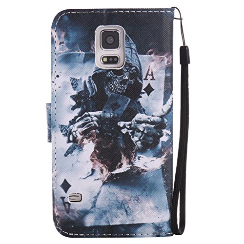 Feeltech Samsung Galaxy S5 Hülle PU-Leder und Brieftasche Bunte Muster Fall mit Magnetverschluss, Hybrid-Kickstand mit Stand-Funktion, schlagen Sie schützende weiche TPU Stoßstangenabdeckung und Kreditkartenhalter für Samsung Galaxy S5 Handgelenk Bügel-Buch-Art-Geldbeutel-Tasche mit 2 In 1 Berühren Sie Stift – Schürhaken - 3