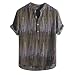 Produktbild Crazboy Herren Ethnic Printed Stehkragen Bunte Streifen Kurzarm Loose Henley Shirt(XX-Large,Grün)