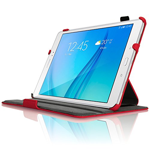 igadgitz Premium Rot PU Ledertasche Hülle Cover für Samsung Galaxy Tab A 9.7″ SM-T550 mit Multi-Winkel Betrachtungs + Auto Sleep Wake + Handschlaufe + Displayschutzfolie - 6
