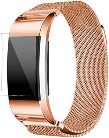 For Fitbit Charge 2 Watch Strap,Amoyl Milanese Loop Magnetic Closure Stainless Steel Bracelet WristBand with Interlock Clasp and Metal Lugs for Fitbit Charge 2 Smartwatch (Rose Gold)