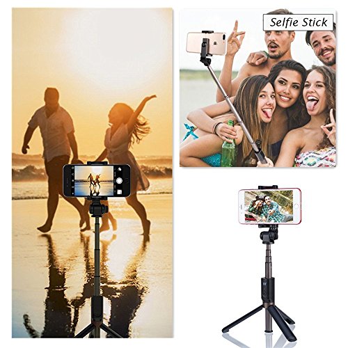 ASEL Bluetooth Selfie Stick Stativ, 2 in 1 Selfie-Stangen mit Bluetooth-FernauslÃ¶ser, Ausfahrbar Kabelgebunden Stab mit Monopod Erweiterbar 360Â° Rotation fÃ¼r iPhone 6 6s 7 7plus, Samsung, Smartphone