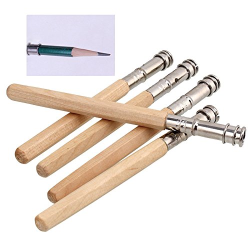 Hrph 5pcs Zeichnung Bleistift Extender Geräte Verlängerte Carbonstangen Clip Lengthening Bar-Bleistift-Skizze-Kunst - 2