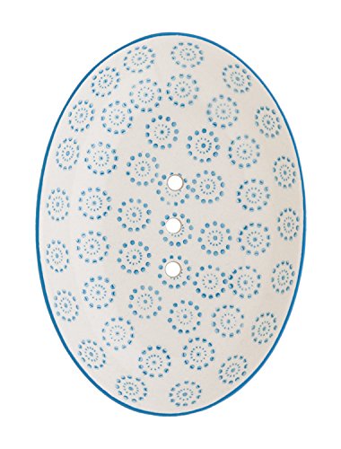 Seifenschale Ollo aus handbemalter Keramik mit Löchern für den Wasserablauf 14 x 9,5 x 2 cm