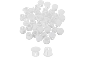 sourcing map 50Pcs Plastic Hole Plugs, 10mm(3/8") Flush Type Panel Plugs, Round Snap Knockout Locking Plugs for Furniture Insert End Caps Panels, White