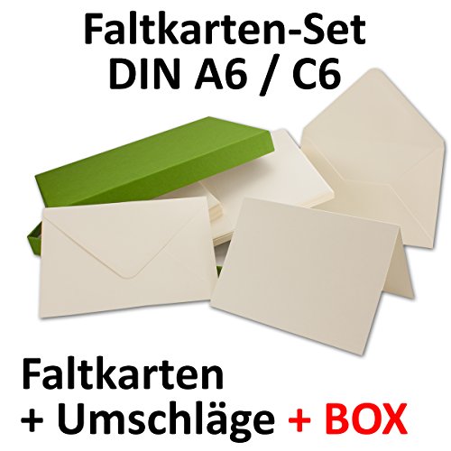 Doppelkarten inklusive Briefumschläge mit Geschenkschachtel! | 50er-Set | Blanko Naturweiß Einladungskarten in Creme-Weiß | bedruckbare Post-Karten in DIN A6 | Klappkarten / Faltkarten | ideal zum Selbstgestalten & Kreieren | GUSTAV NEUSER C-Line - 2