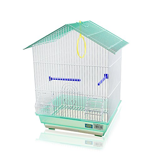 DZL Jaula para pajaros con comederos,Palos y Columpios (34.5X28X49.5) (Verde)