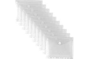VIDSMOW 10 PCS Carpetas Sobre Plastico A5 con Botón, 7 Agujeros, 23x18cm, Bolsas Archivadoras Transparentes e Lmpermeables para Organización de Documentos en Oficina, Escuela y Hogar
