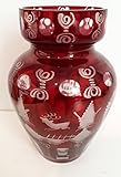 handgeschliffen Antik Glass Vase Egermann böhmisches Glas Kristall rubin rot Glas Vase Sammler Glas gebraucht Zustand wie neu Höhe 16 cm