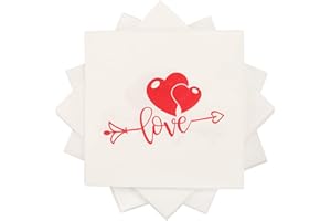 HONMOK 40PCS Servilletas de San Valentín Servilletas de papel de corazones roja Napkins amor Red Love Heart 16.5 * 16.5cm Vajilla desechable fiesta Servilletas decoradas para mesa Aniversario Boda