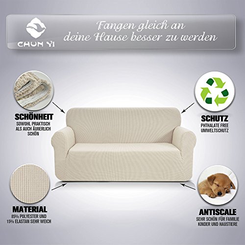 CHUN YI 1-Stück Jacquard Stretchhusse für Sofa, mehrere Farben (2-sitzer, Beige) - 5