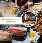 ROMANTICIST 8Pcs Grillspachtel Plancha Kit Edelstahl Grillbesteck – Schwerer Edelstahl Profi Grill-Spachtel – Bild 6