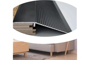 YIJOY Rampa per Porta Striscia di Transizione Pavimento/Piastrelle/Moquette Irregolare Riduttore di Soglia in Alluminio Nero, Altezza Adatta 1-5 Cm (Color : Black)