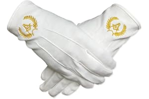 ATSKNSK Masonic Embroide - Guanti in cotone, 23 x 8 cm, colore: Bianco, bianco, Taglia unica