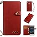 Produktbild Huawei P9 Lite Hülle,Huawei P9 Lite Lederhülle,Premium Slim Handytasche Huawei P9 Lite Schutzhülle aus Echt Leder Standhülle Cover Brieftasche Ledertasche im Bookstyle Ständer Case Handy Schutzhülle Flip Wallet Card Holder Tasche Etui Soft Silikon TPU Innere Bumper Case Handschlaufe Lanyard Vintage Retro Leder Hülle mit Kreditkarten Kartenfach,Magnetverschluss Klapphülle in Rot für Huawei P9 Lite