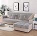 Produktbild QWER Sofabezug L Shape Für Haustiere Sofa Anti-rutsch Schmutzresistent Winter Schonbezüge aus weichem Samt gestepptem Plüsch Plaid Rutschfest Sofabezug, Gray, 110 * 210cm