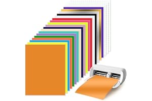 Zinueen Smart Vinyl Permanent für Cricut Joy Xtra, 18 Farbe Adhesive Vinyl Permanent mit 3 Transferfolie, Selbstklebend & Abnehmbar Vinyl Plotterfolie Set für DIY Tassen, Autos, Dekoration, 24X31CM