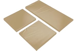 Jardins de Luxe! Outdoor Garden Replacement Rattan Furniture Sofa & Cushions Pads [6cm Thickness] [Waterproof Fabric] (Cushion Set (2 x Chairs + 1 x Sofa), Madrid Sand)