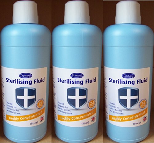 3 x Bottles Of Dr Johnsons Baby Sterilising Fluid Highly Concentrated - 1 Litre