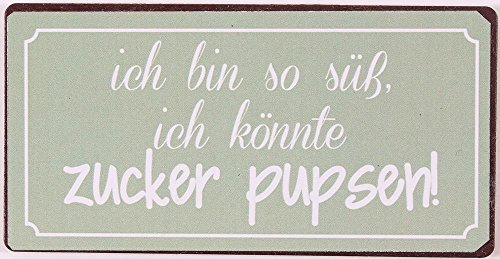 Vintage Magnet mit Sprüchen und Weisheiten im Shabby Look (Ich könnte Zucker pupsen)