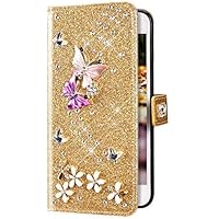 Uposao Kompatibel mit Samsung Galaxy S7 Edge Hülle Schmetterling Blume Diamant Strass Bling Glitzer Handy Hülle Leder…