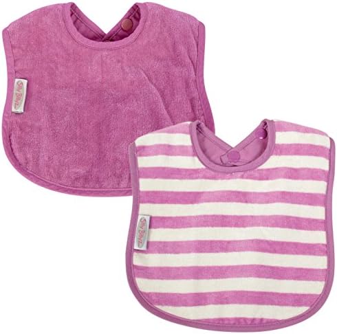 Silly Billyz Organics Baby Bib Large Pack of 2 Plum/Stripe